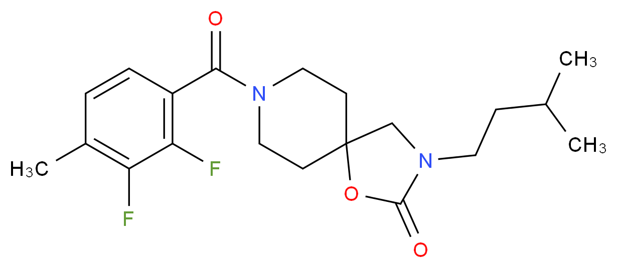 8-(2,3-difluoro-4-methylbenzoyl)-3-(3-methylbutyl)-1-oxa-3,8-diazaspiro[4.5]decan-2-one_分子结构_CAS_)