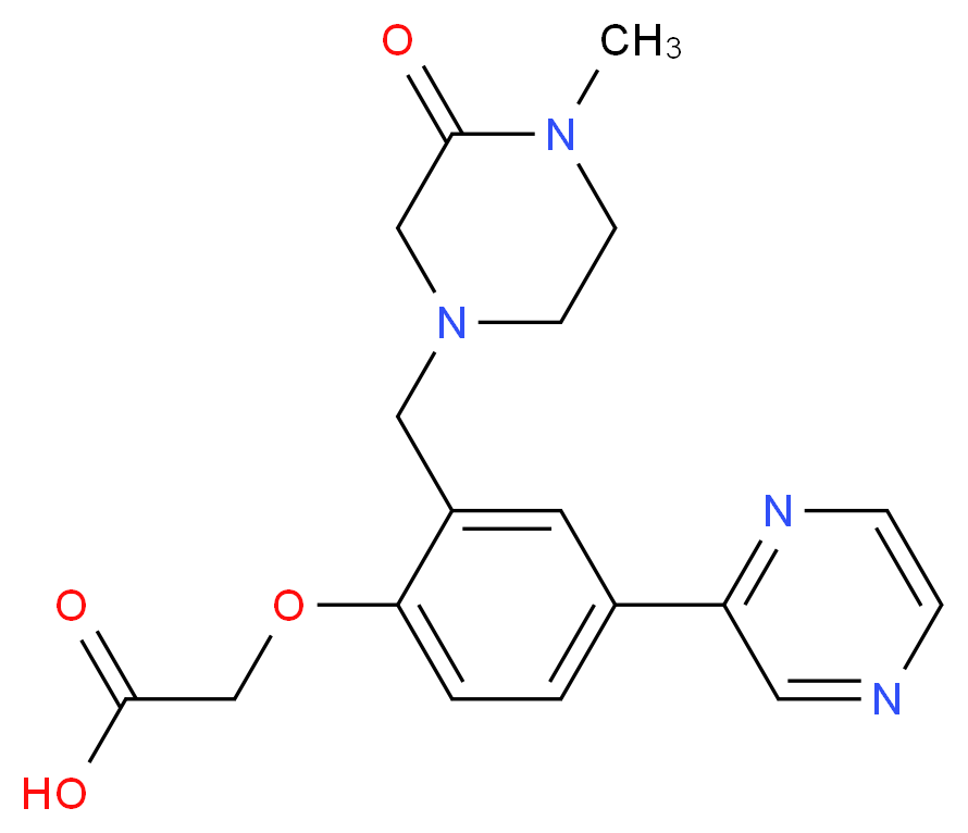 {2-[(4-methyl-3-oxopiperazin-1-yl)methyl]-4-pyrazin-2-ylphenoxy}acetic acid_分子结构_CAS_)