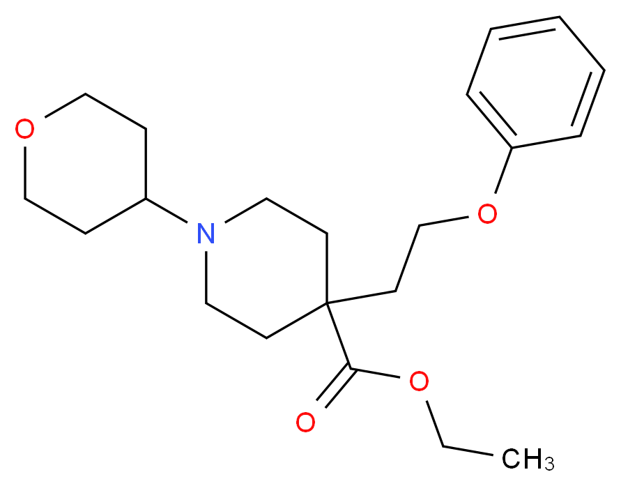 ethyl 4-(2-phenoxyethyl)-1-(tetrahydro-2H-pyran-4-yl)-4-piperidinecarboxylate_分子结构_CAS_)