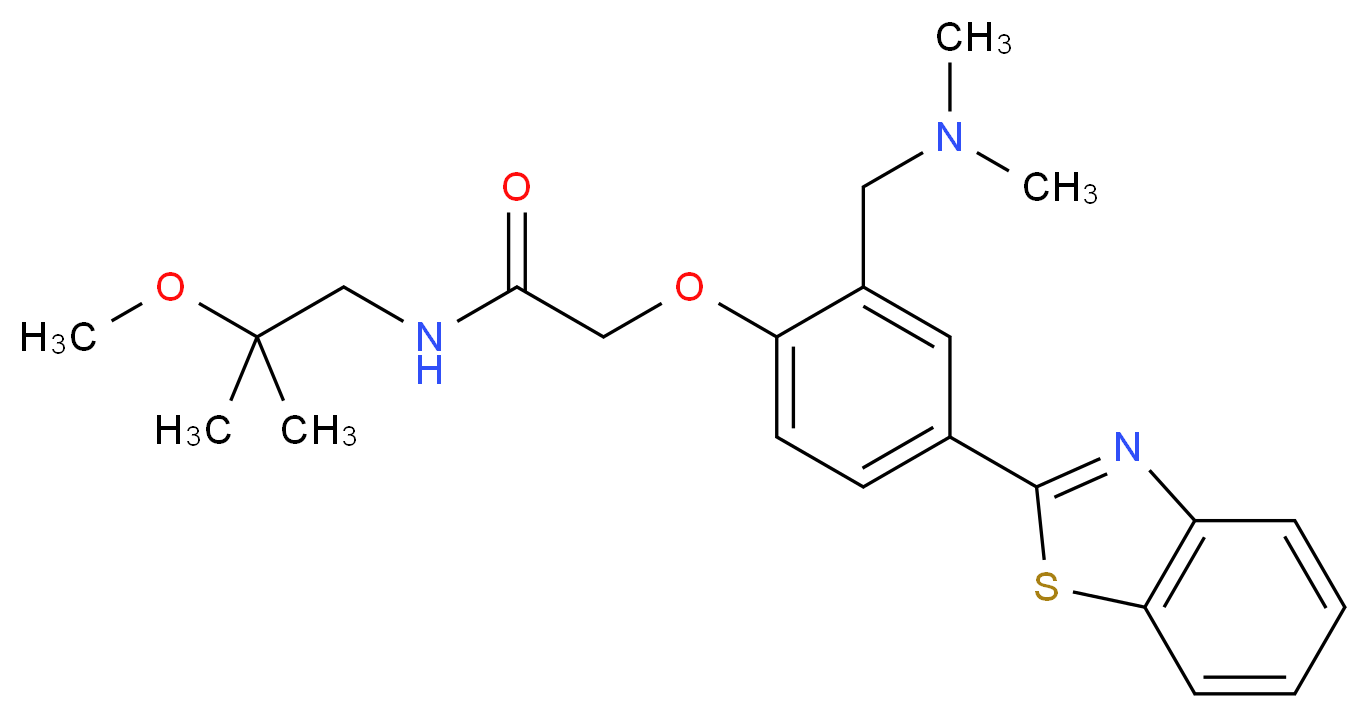 2-{4-(1,3-benzothiazol-2-yl)-2-[(dimethylamino)methyl]phenoxy}-N-(2-methoxy-2-methylpropyl)acetamide_分子结构_CAS_)