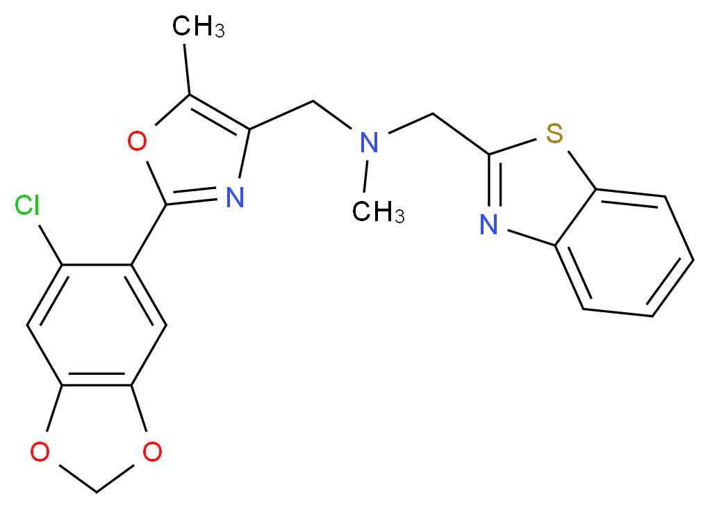 (1,3-benzothiazol-2-ylmethyl){[2-(6-chloro-1,3-benzodioxol-5-yl)-5-methyl-1,3-oxazol-4-yl]methyl}methylamine_分子结构_CAS_)