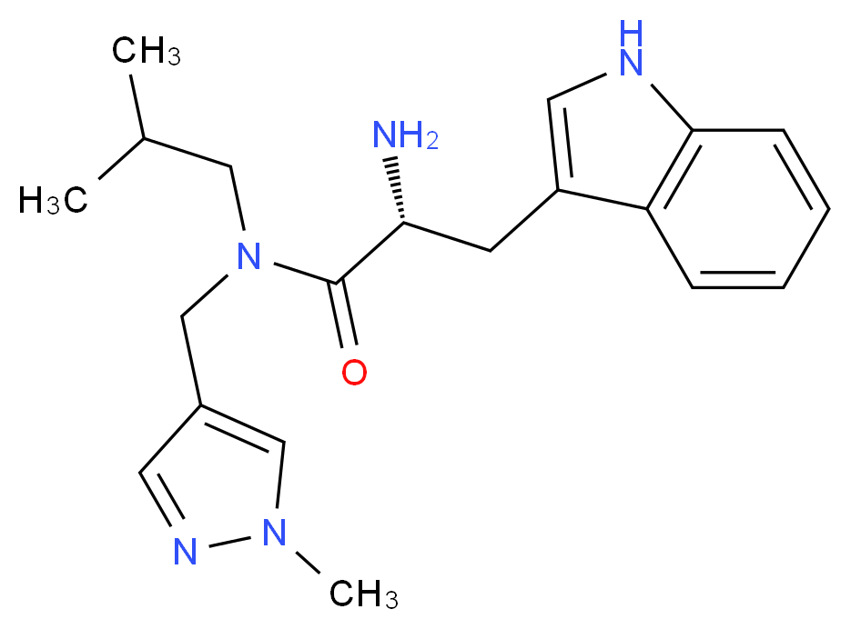 (2R)-2-amino-3-(1H-indol-3-yl)-N-isobutyl-N-[(1-methyl-1H-pyrazol-4-yl)methyl]propanamide_分子结构_CAS_)