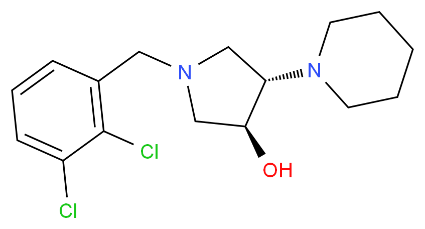 (3S*,4S*)-1-(2,3-dichlorobenzyl)-4-piperidin-1-ylpyrrolidin-3-ol_分子结构_CAS_)