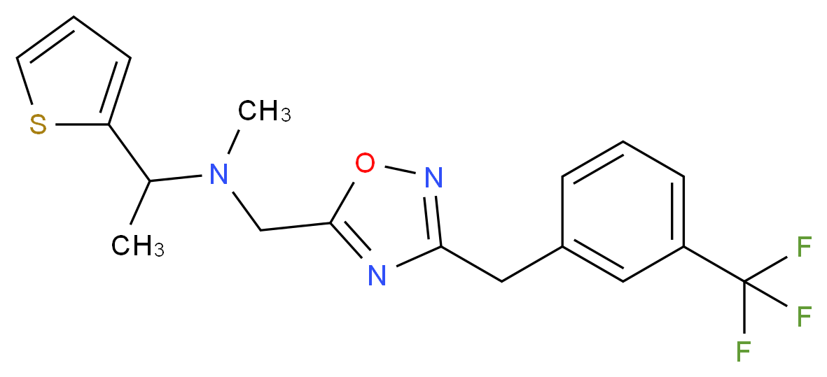 N-methyl-1-(2-thienyl)-N-({3-[3-(trifluoromethyl)benzyl]-1,2,4-oxadiazol-5-yl}methyl)ethanamine_分子结构_CAS_)