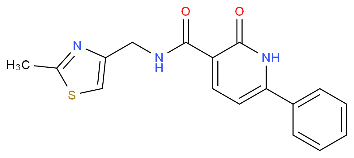 N-[(2-methyl-1,3-thiazol-4-yl)methyl]-2-oxo-6-phenyl-1,2-dihydropyridine-3-carboxamide_分子结构_CAS_)