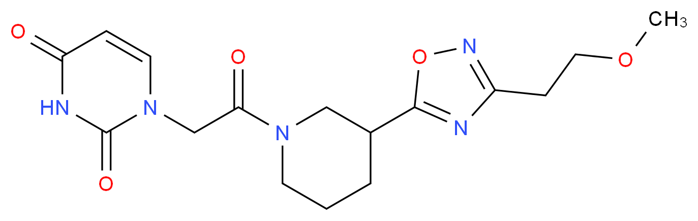 1-(2-{3-[3-(2-methoxyethyl)-1,2,4-oxadiazol-5-yl]-1-piperidinyl}-2-oxoethyl)-2,4(1H,3H)-pyrimidinedione_分子结构_CAS_)