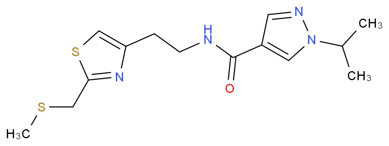 1-isopropyl-N-(2-{2-[(methylthio)methyl]-1,3-thiazol-4-yl}ethyl)-1H-pyrazole-4-carboxamide_分子结构_CAS_)