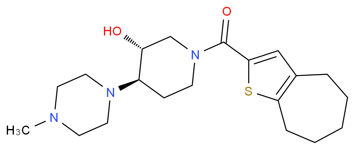 (3R*,4R*)-4-(4-methyl-1-piperazinyl)-1-(5,6,7,8-tetrahydro-4H-cyclohepta[b]thien-2-ylcarbonyl)-3-piperidinol_分子结构_CAS_)