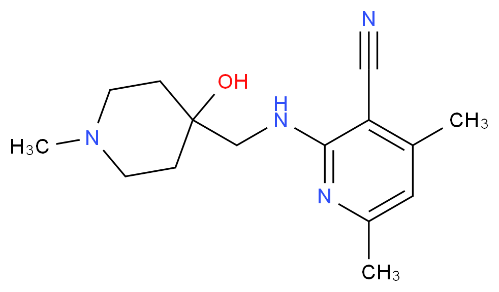 2-{[(4-hydroxy-1-methyl-4-piperidinyl)methyl]amino}-4,6-dimethylnicotinonitrile_分子结构_CAS_)