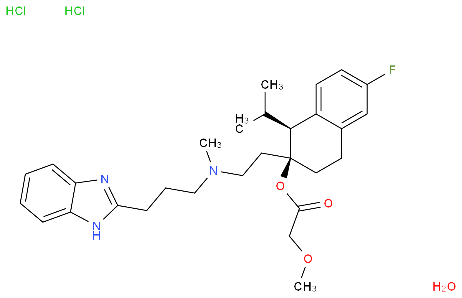 Mibefradil dihydrochloride hydrate_分子结构_CAS_116666-63-8(anhydrous))