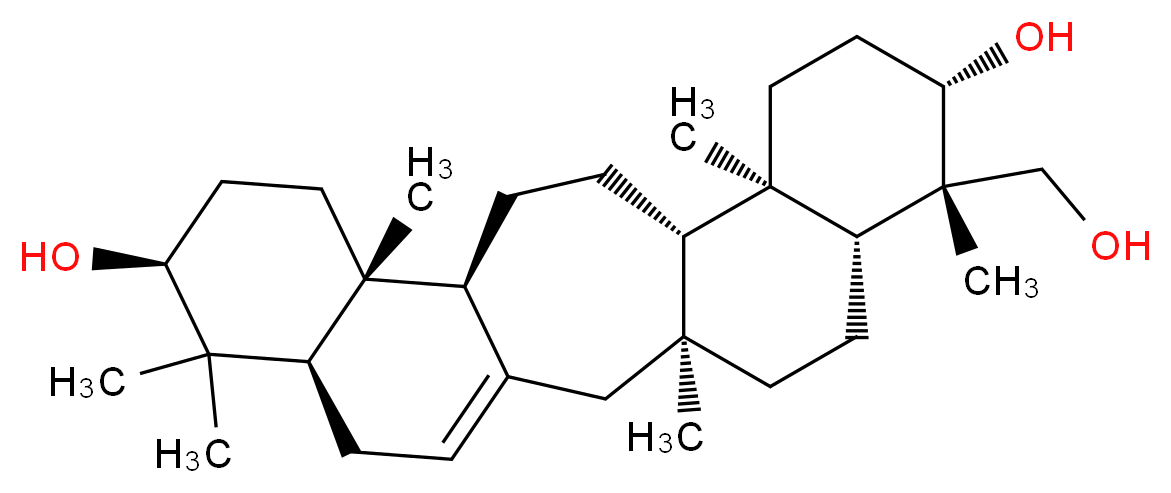 (1S,6R,8S,11R,12S,15S,16R,19S,20S,21R)-20-(hydroxymethyl)-1,7,7,11,16,20-hexamethylpentacyclo[13.8.0.0<sup>3</sup>,<sup>1</sup><sup>2</sup>.0<sup>6</sup>,<sup>1</sup><sup>1</sup>.0<sup>1</sup><sup>6</sup>,<sup>2</sup><sup>1</sup>]tricos-3-ene-8,19-diol_分子结构_CAS_13956-52-0