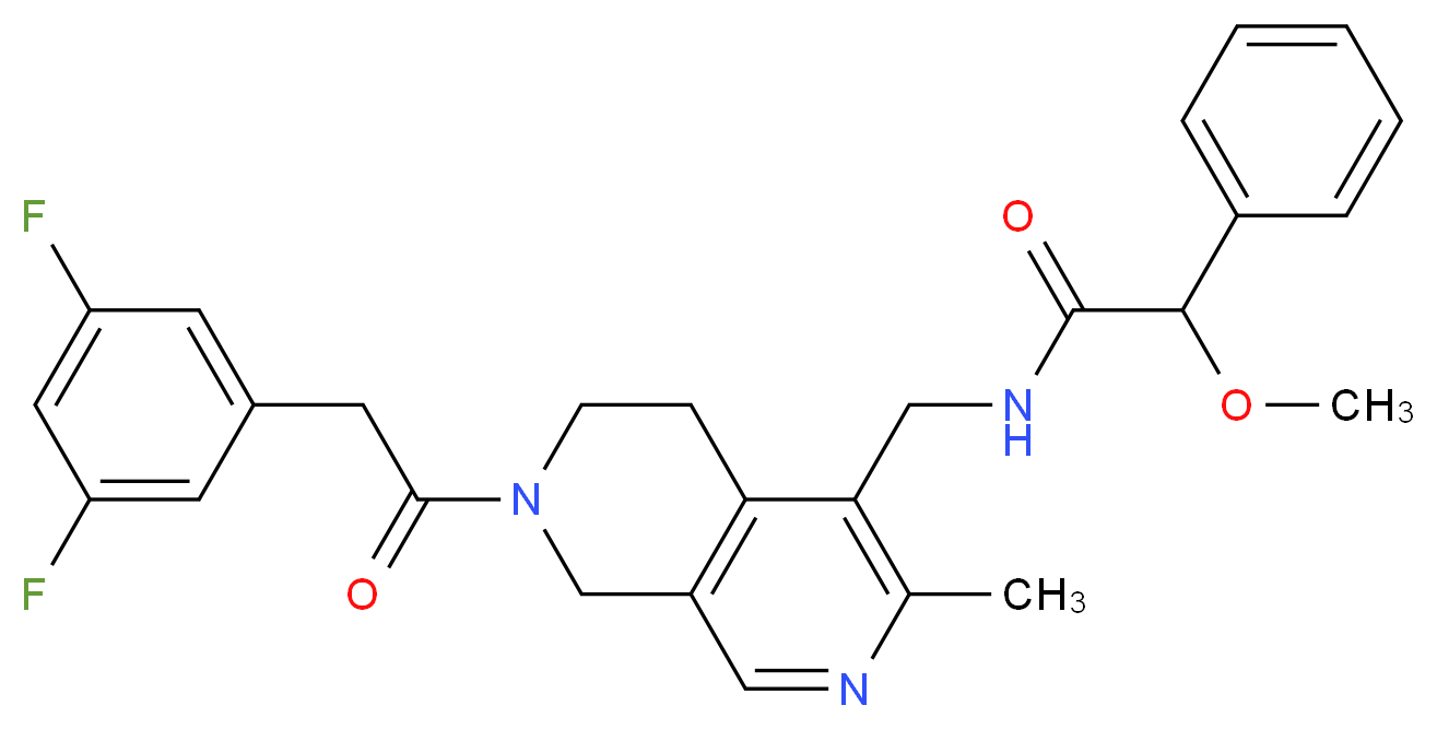 N-({7-[(3,5-difluorophenyl)acetyl]-3-methyl-5,6,7,8-tetrahydro-2,7-naphthyridin-4-yl}methyl)-2-methoxy-2-phenylacetamide_分子结构_CAS_)