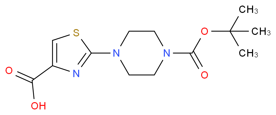 2-{4-[(tert-butoxy)carbonyl]piperazin-1-yl}-1,3-thiazole-4-carboxylic acid_分子结构_CAS_668484-45-5