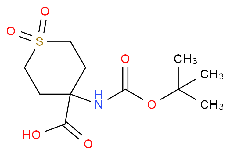 4-{[(tert-butoxy)carbonyl]amino}-1,1-dioxo-1$l^{6}-thiane-4-carboxylic acid_分子结构_CAS_369402-94-8