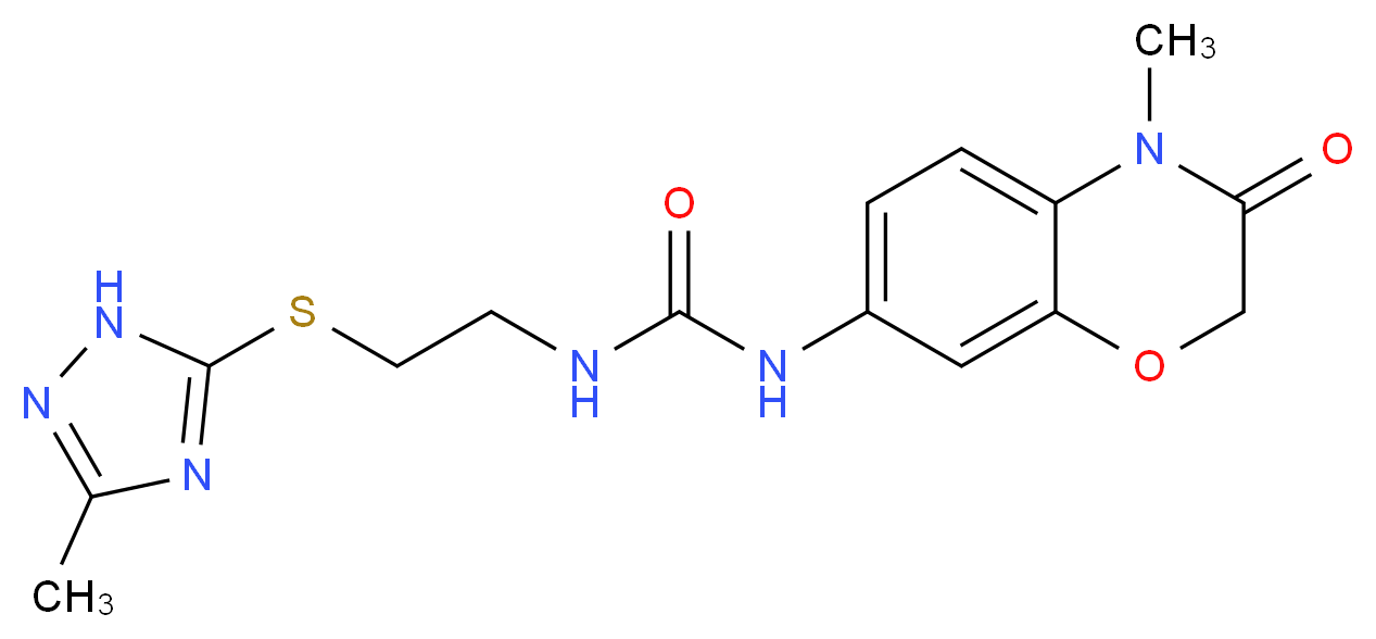 N-(4-methyl-3-oxo-3,4-dihydro-2H-1,4-benzoxazin-7-yl)-N'-{2-[(3-methyl-1H-1,2,4-triazol-5-yl)thio]ethyl}urea_分子结构_CAS_)