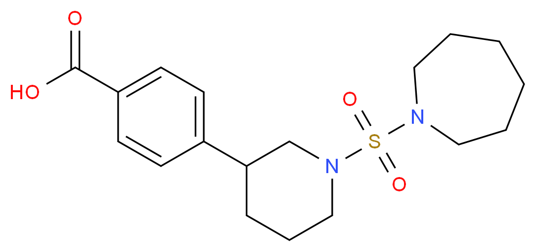 4-[1-(azepan-1-ylsulfonyl)piperidin-3-yl]benzoic acid_分子结构_CAS_)