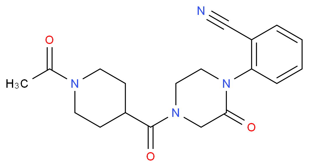 2-{4-[(1-acetyl-4-piperidinyl)carbonyl]-2-oxo-1-piperazinyl}benzonitrile_分子结构_CAS_)