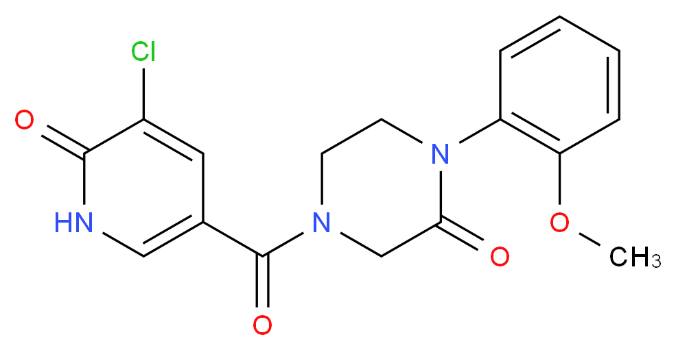 4-[(5-chloro-6-oxo-1,6-dihydro-3-pyridinyl)carbonyl]-1-(2-methoxyphenyl)-2-piperazinone_分子结构_CAS_)