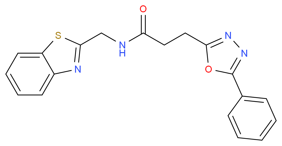 N-(1,3-benzothiazol-2-ylmethyl)-3-(5-phenyl-1,3,4-oxadiazol-2-yl)propanamide_分子结构_CAS_)