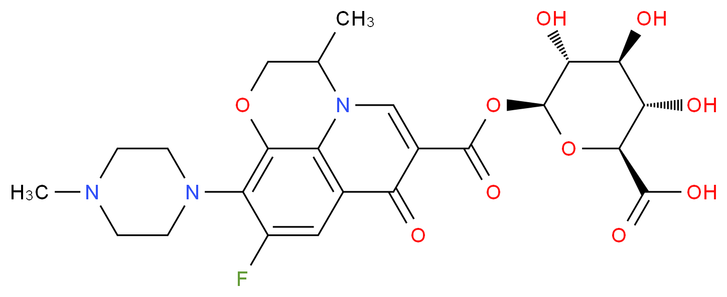 (2S,3S,4S,5R,6S)-6-[7-fluoro-2-methyl-6-(4-methylpiperazin-1-yl)-10-oxo-4-oxa-1-azatricyclo[7.3.1.0<sup>5</sup>,<sup>1</sup><sup>3</sup>]trideca-5(13),6,8,11-tetraene-11-carbonyloxy]-3,4,5-trihydroxyoxane-2-carboxylic acid_分子结构_CAS_90293-81-5