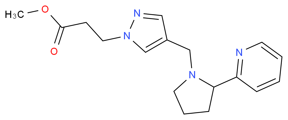 methyl 3-(4-{[2-(2-pyridinyl)-1-pyrrolidinyl]methyl}-1H-pyrazol-1-yl)propanoate_分子结构_CAS_)
