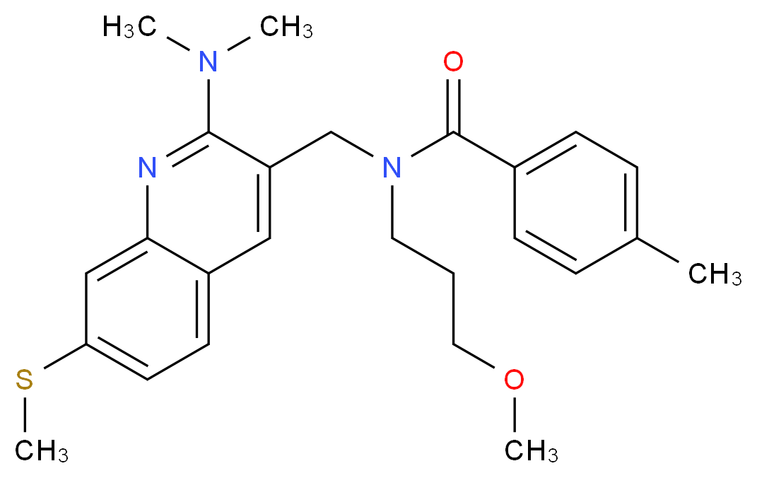 N-{[2-(dimethylamino)-7-(methylthio)-3-quinolinyl]methyl}-N-(3-methoxypropyl)-4-methylbenzamide_分子结构_CAS_)