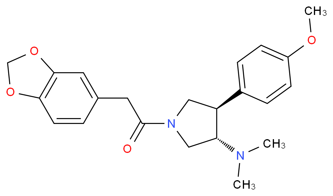 (3S*,4R*)-1-(1,3-benzodioxol-5-ylacetyl)-4-(4-methoxyphenyl)-N,N-dimethyl-3-pyrrolidinamine_分子结构_CAS_)