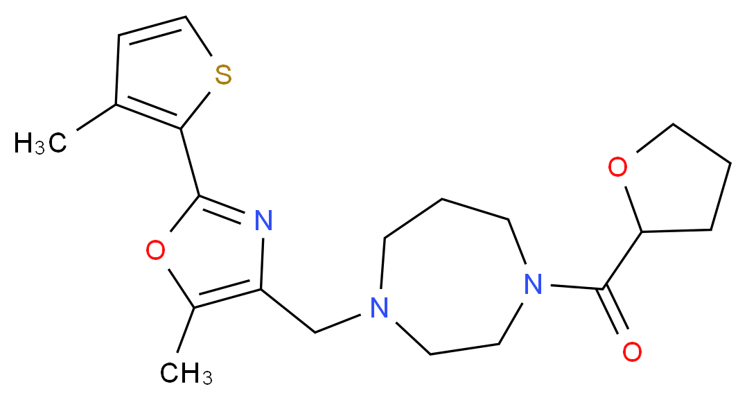 1-{[5-methyl-2-(3-methyl-2-thienyl)-1,3-oxazol-4-yl]methyl}-4-(tetrahydrofuran-2-ylcarbonyl)-1,4-diazepane_分子结构_CAS_)