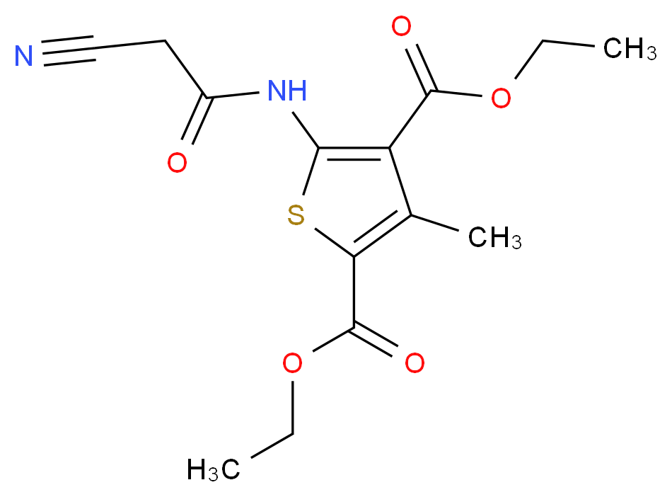 Diethyl 5-[(cyanoacetyl)amino]-3-methylthiophene-2,4-dicarboxylate_分子结构_CAS_)