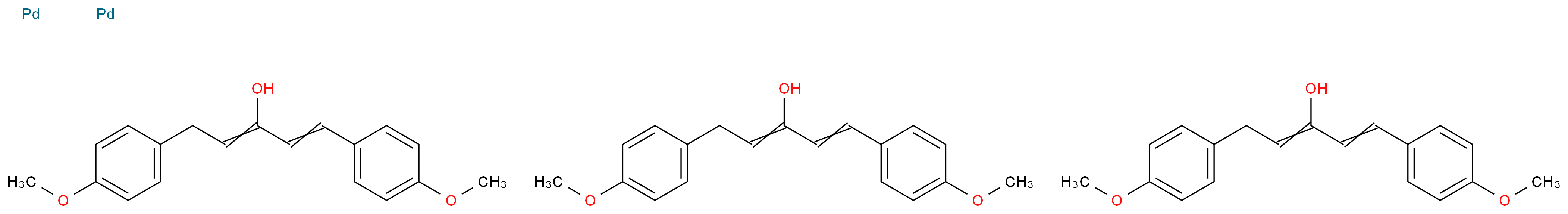 tris(1,5-bis(4-methoxyphenyl)penta-1,3-dien-3-ol) dipalladium_分子结构_CAS_52552-56-4