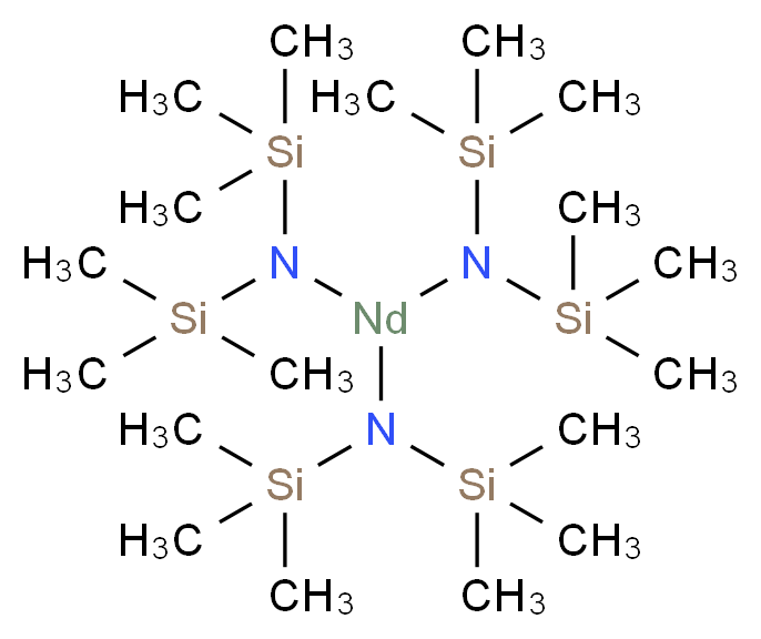 2,2,6,6-tetramethyl-N,N,3,5-tetrakis(trimethylsilyl)-3,5-diaza-2,6-disila-4-neodymaheptan-4-amine_分子结构_CAS_148274-47-9