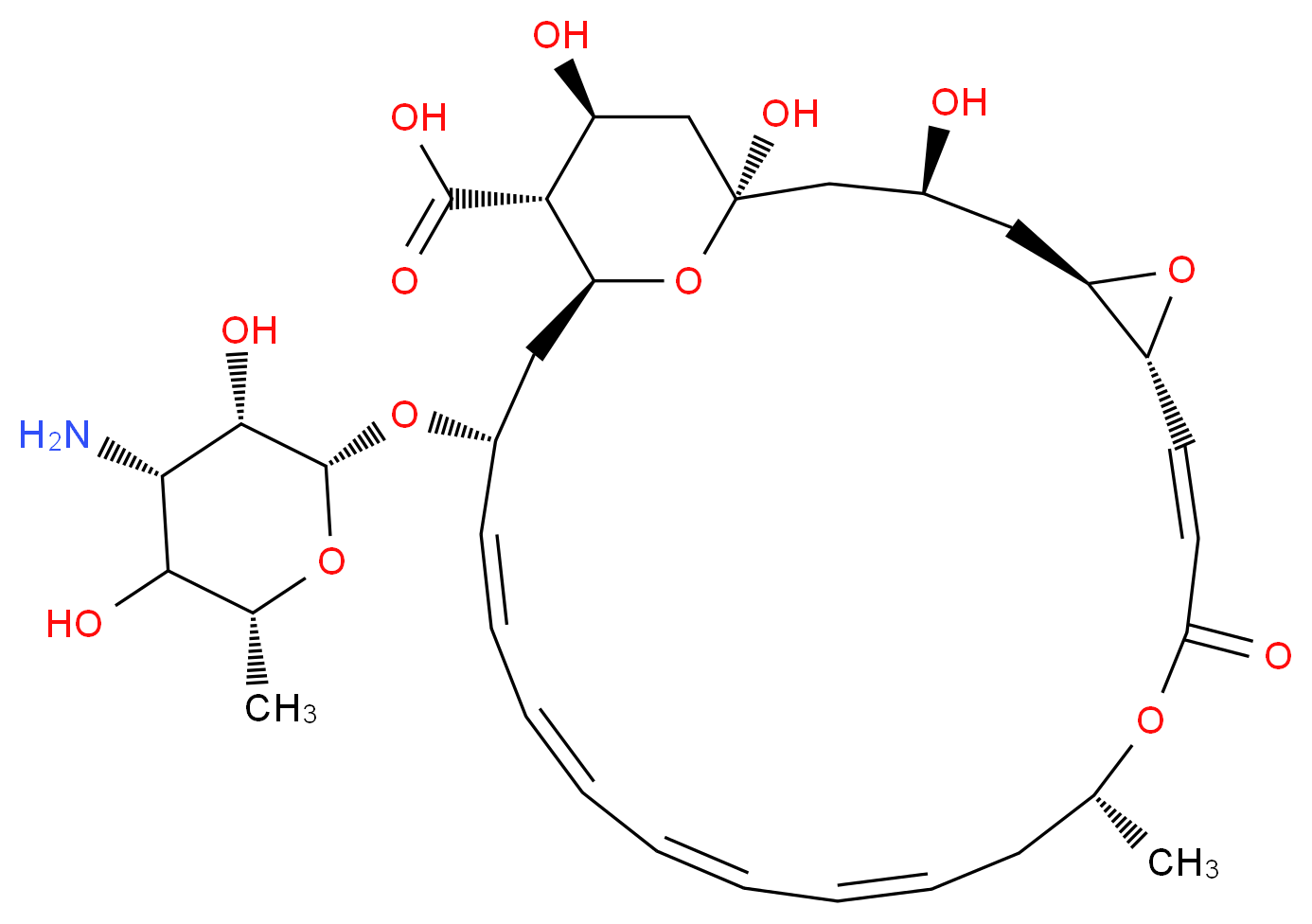 (1R,3S,5R,7R,8E,12R,14E,16E,18E,20E,22R,24S,25R,26S)-22-(((2R,3S,4S,5S,6R)-4-amino-3,5-dihydroxy-6-methyltetrahydro-2H-pyran-2-yl)oxy)-1,3,26-trihydroxy-12-methyl-10-oxo-6,11,28-trioxatricyclo[22.3.1.
0(5,7)]octacosa-8,14,16,18,20-pentaene-25-carboxylic ac
id_分子结构_CAS_)