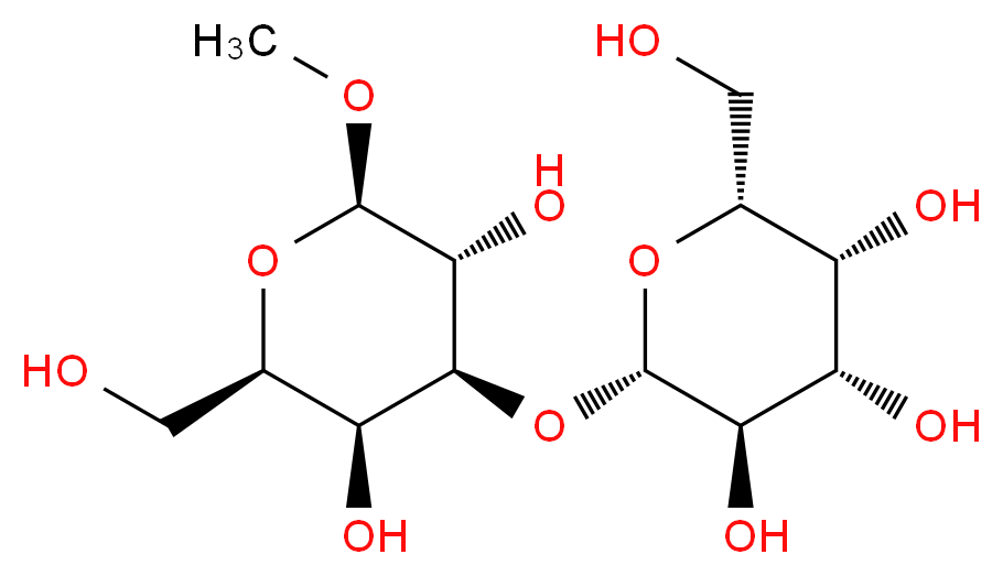 (2S,3R,4S,5R,6R)-2-{[(2R,3S,4S,5R,6R)-3,5-dihydroxy-2-(hydroxymethyl)-6-methoxyoxan-4-yl]oxy}-6-(hydroxymethyl)oxane-3,4,5-triol_分子结构_CAS_81131-46-6