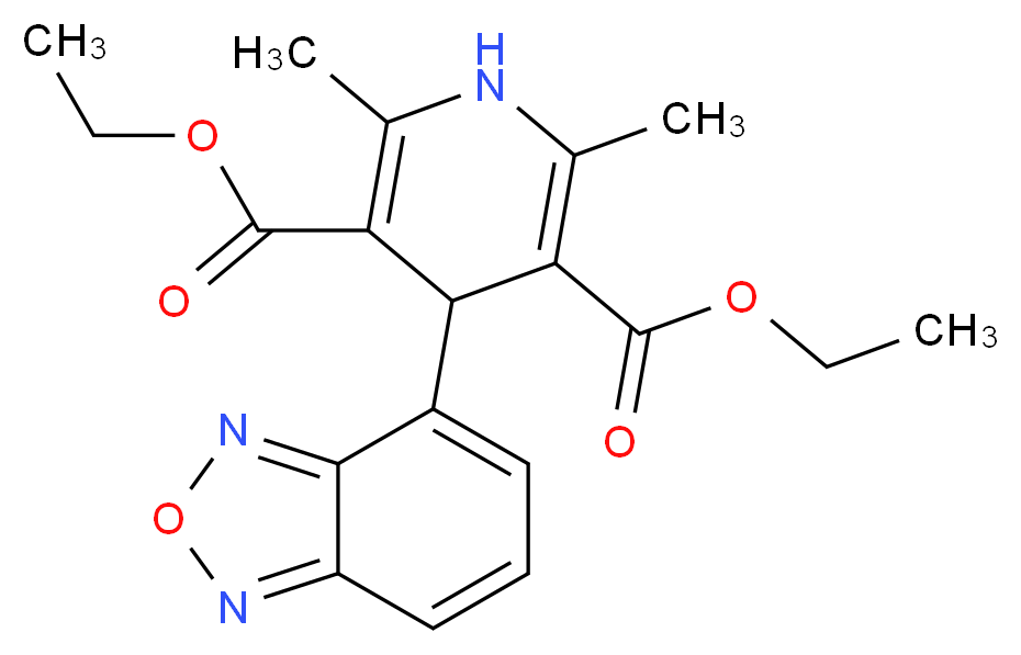 3,5-diethyl 4-(2,1,3-benzoxadiazol-4-yl)-2,6-dimethyl-1,4-dihydropyridine-3,5-dicarboxylate_分子结构_CAS_72803-02-2