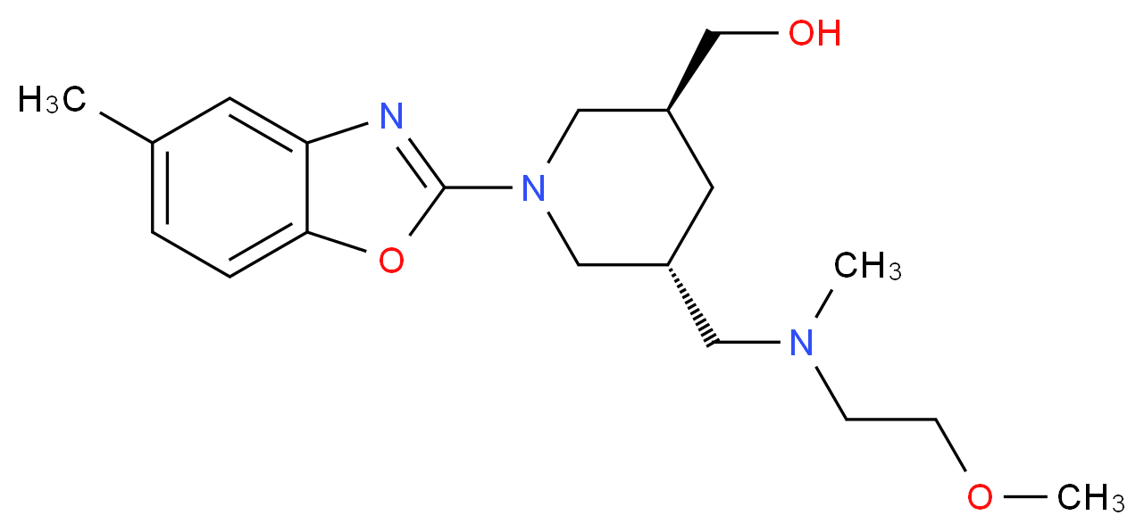 [(3S*,5R*)-5-{[(2-methoxyethyl)(methyl)amino]methyl}-1-(5-methyl-1,3-benzoxazol-2-yl)piperidin-3-yl]methanol_分子结构_CAS_)