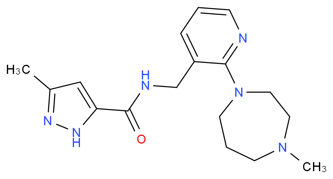 3-methyl-N-{[2-(4-methyl-1,4-diazepan-1-yl)pyridin-3-yl]methyl}-1H-pyrazole-5-carboxamide_分子结构_CAS_)