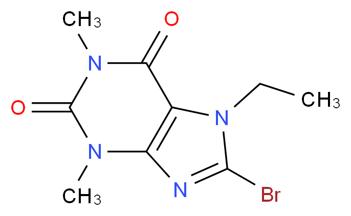 8-bromo-7-ethyl-1,3-dimethyl-2,3,6,7-tetrahydro-1H-purine-2,6-dione_分子结构_CAS_17801-69-3