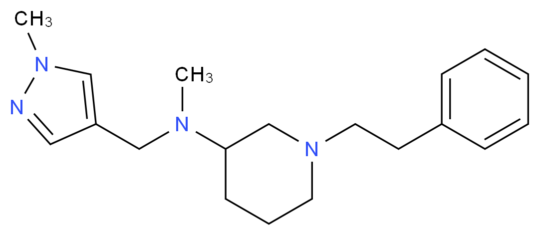 N-methyl-N-[(1-methyl-1H-pyrazol-4-yl)methyl]-1-(2-phenylethyl)-3-piperidinamine_分子结构_CAS_)