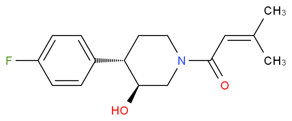 (3S*,4S*)-4-(4-fluorophenyl)-1-(3-methylbut-2-enoyl)piperidin-3-ol_分子结构_CAS_)