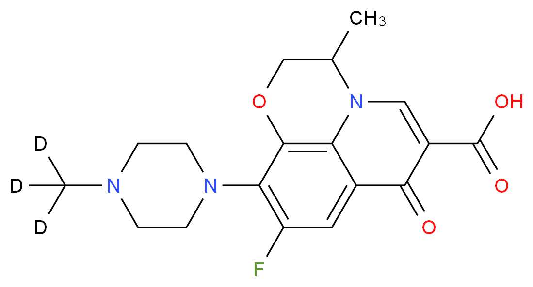 7-fluoro-2-methyl-6-[4-(<sup>2</sup>H<sub>3</sub>)methylpiperazin-1-yl]-10-oxo-4-oxa-1-azatricyclo[7.3.1.0<sup>5</sup>,<sup>1</sup><sup>3</sup>]trideca-5(13),6,8,11-tetraene-11-carboxylic acid_分子结构_CAS_1173147-91-5