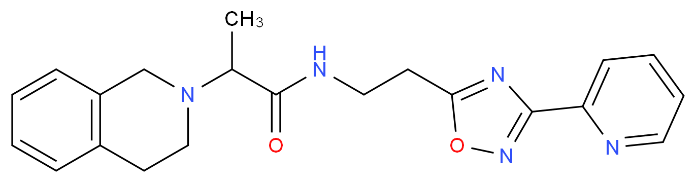 2-(3,4-dihydro-2(1H)-isoquinolinyl)-N-{2-[3-(2-pyridinyl)-1,2,4-oxadiazol-5-yl]ethyl}propanamide_分子结构_CAS_)