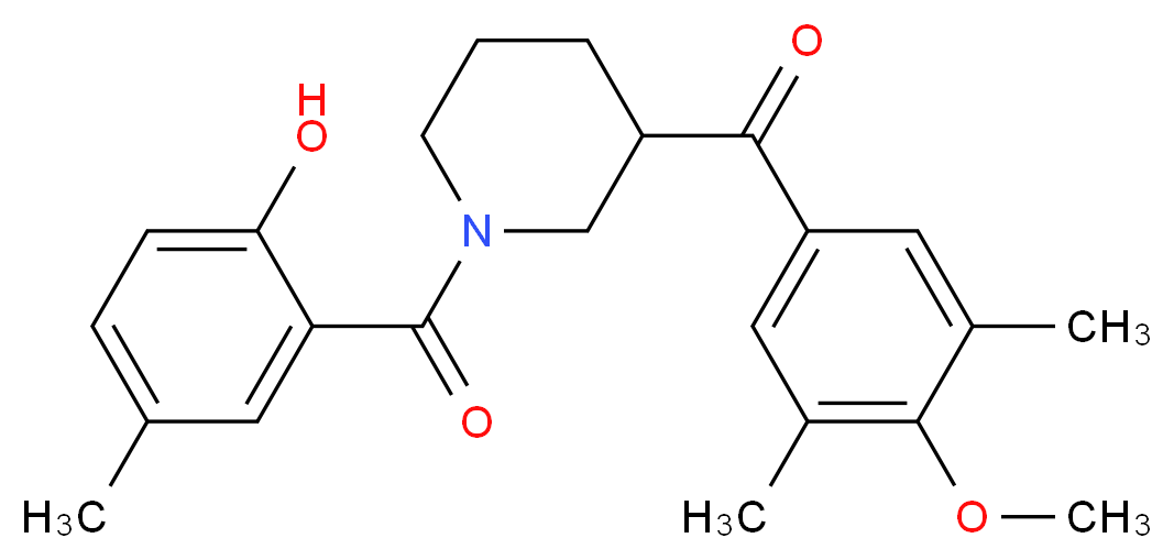 [1-(2-hydroxy-5-methylbenzoyl)piperidin-3-yl](4-methoxy-3,5-dimethylphenyl)methanone_分子结构_CAS_)