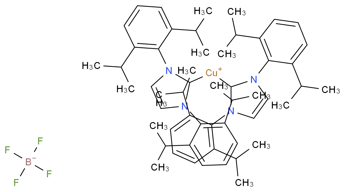 双(1,3-双(2,6-二异丙基苯基)咪唑-2-亚基)铜(I)四氟硼酸盐_分子结构_CAS_886061-48-9)