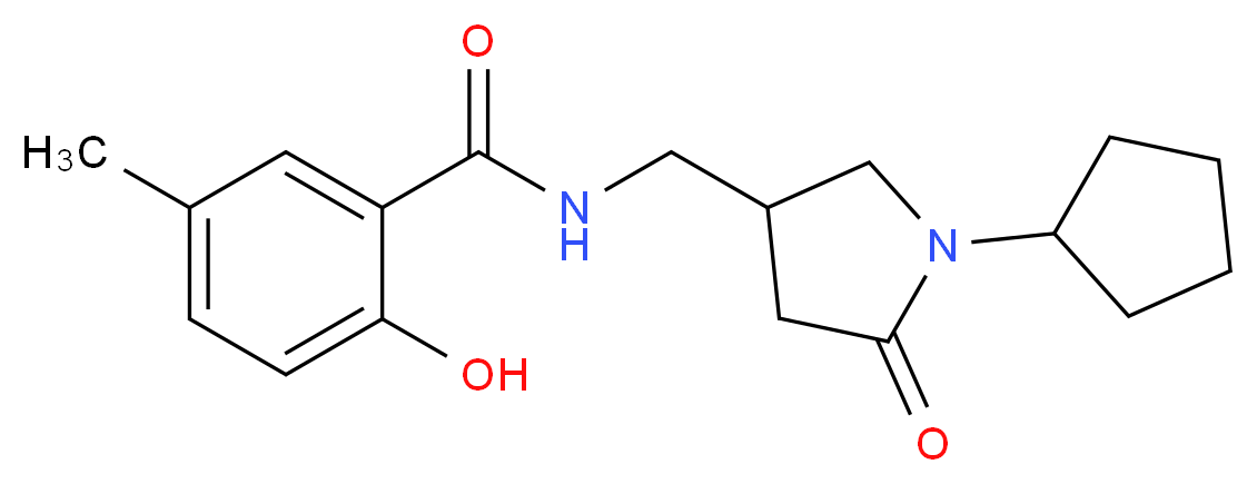 N-[(1-cyclopentyl-5-oxo-3-pyrrolidinyl)methyl]-2-hydroxy-5-methylbenzamide_分子结构_CAS_)