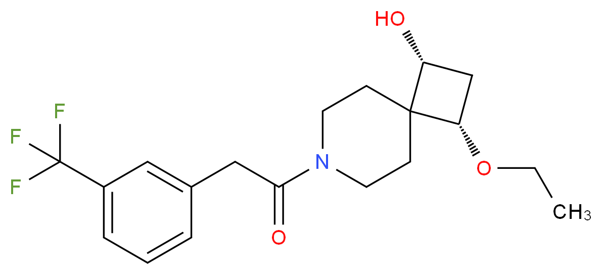 (1R*,3S*)-3-ethoxy-7-{[3-(trifluoromethyl)phenyl]acetyl}-7-azaspiro[3.5]nonan-1-ol_分子结构_CAS_)