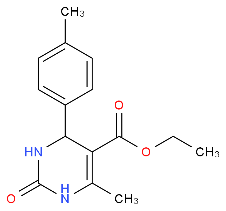 Ethyl 6-methyl-4-(4-methylphenyl)-2-oxo-1,2,3,4-tetrahydro-5-pyrimidinecarboxylate_分子结构_CAS_)