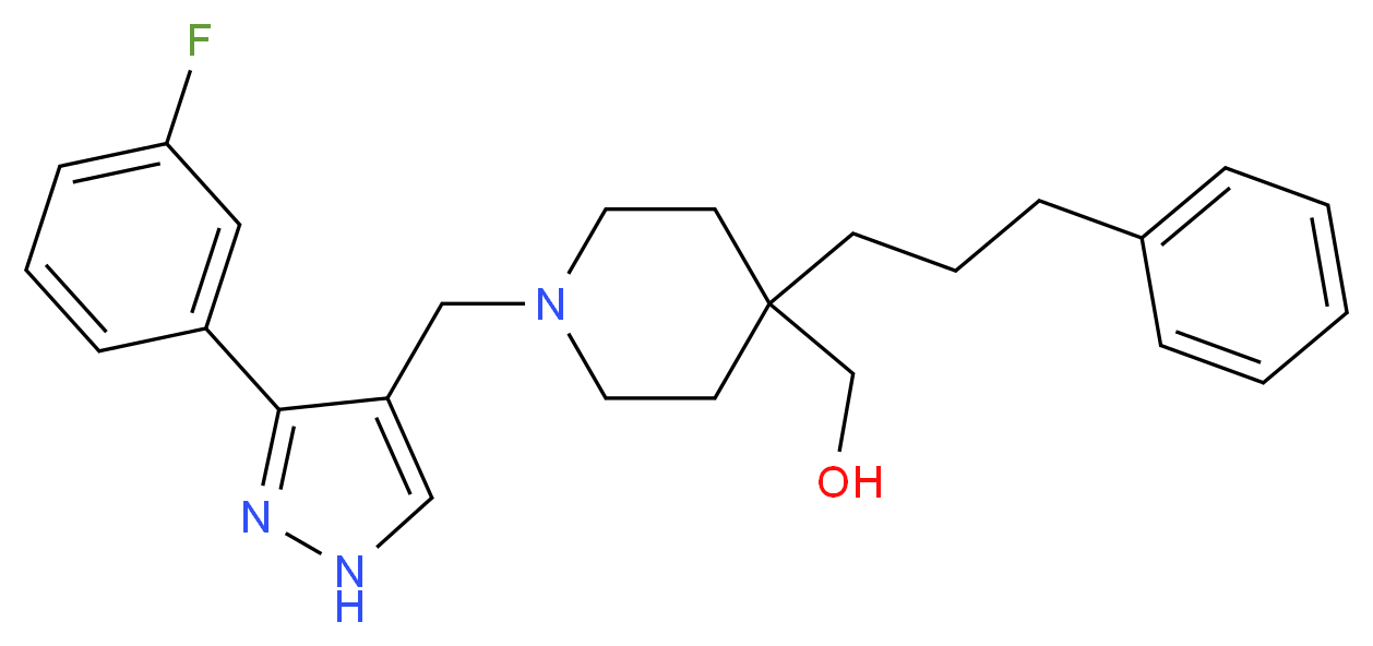 [1-{[3-(3-fluorophenyl)-1H-pyrazol-4-yl]methyl}-4-(3-phenylpropyl)-4-piperidinyl]methanol_分子结构_CAS_)