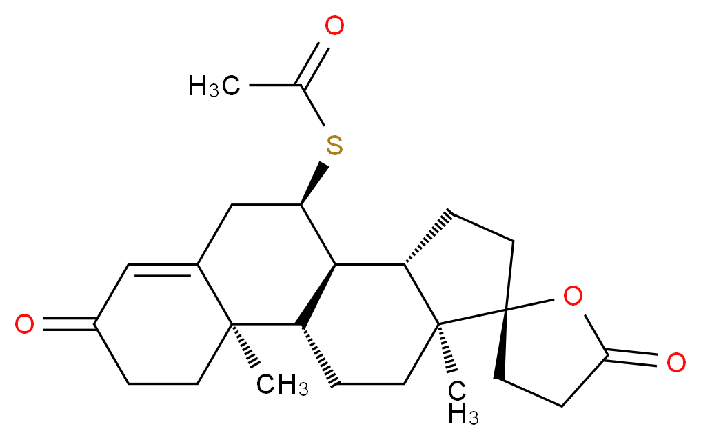 (1'S,2R,2'R,9'R,10'R,11'S,15'S)-9'-(acetylsulfanyl)-2',15'-dimethylspiro[oxolane-2,14'-tetracyclo[8.7.0.0<sup>2</sup>,<sup>7</sup>.0<sup>1</sup><sup>1</sup>,<sup>1</sup><sup>5</sup>]heptadecan]-6'-ene-5,5'-dione_分子结构_CAS_52-01-7