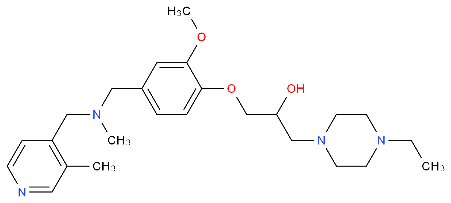 1-(4-ethyl-1-piperazinyl)-3-[2-methoxy-4-({methyl[(3-methyl-4-pyridinyl)methyl]amino}methyl)phenoxy]-2-propanol_分子结构_CAS_)