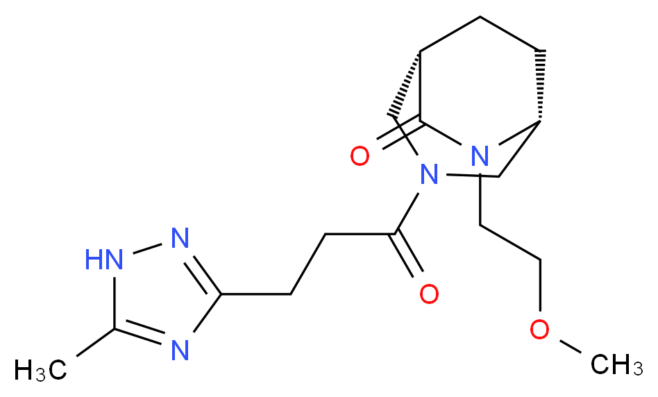 (1S*,5R*)-6-(2-methoxyethyl)-3-[3-(5-methyl-1H-1,2,4-triazol-3-yl)propanoyl]-3,6-diazabicyclo[3.2.2]nonan-7-one_分子结构_CAS_)